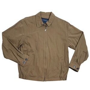 Roundtree & Yorke Mens Jacket Tan Brown Cotton Zip Travel Preppy Harrington LRG